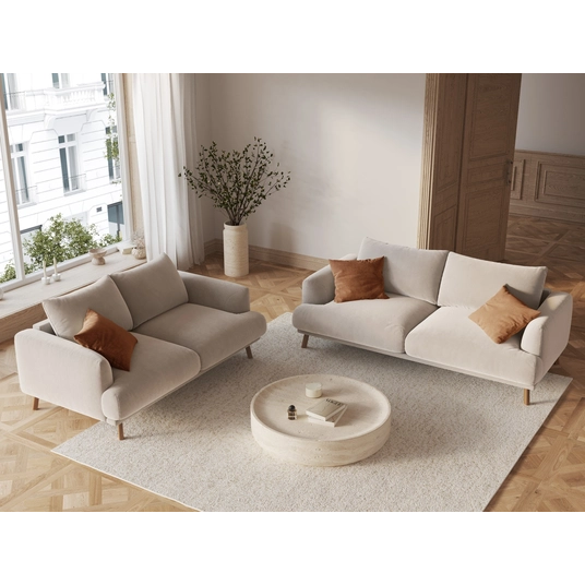 Velvet Sofa, "Naomi", 2 Seats, 170x95x75, Beige