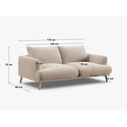 Velvet Sofa, "Naomi", 2 Seats, 170x95x75, Green