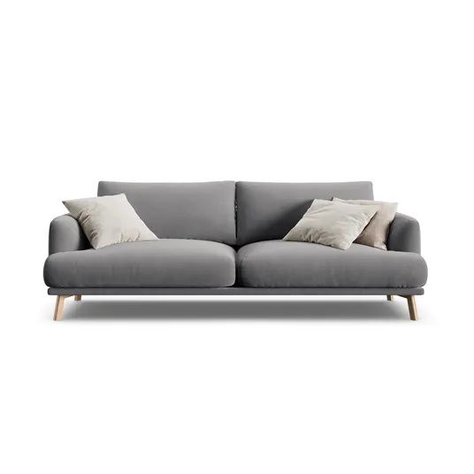 Velvet Sofa, "Naomi", 3 Seats, 200x95x75, Grey