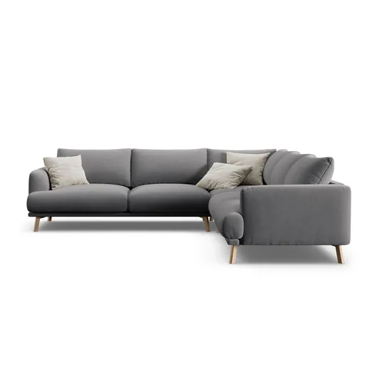 Velvet Symmetrical Corner Sofa, "Naomi", 5 Seats, 280x280x75, Grey