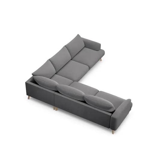 Velvet Symmetrical Corner Sofa, "Naomi", 5 Seats, 280x280x75, Grey