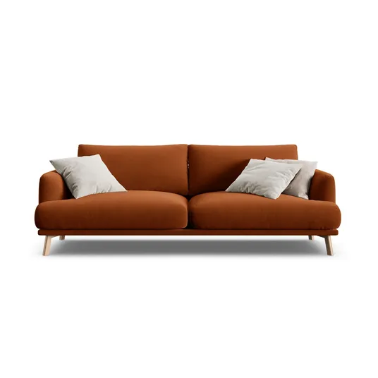 Velvet Sofa, "Naomi", 3 Seats, 200x95x75, Terracotta