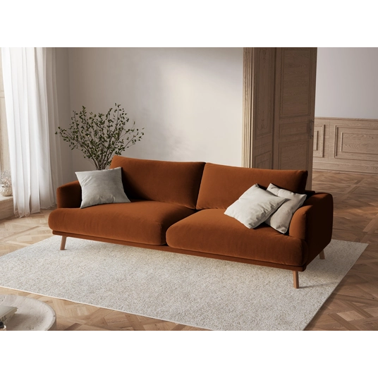 Velvet Sofa, "Naomi", 3 Seats, 200x95x75, Terracotta