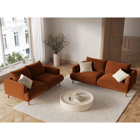 Velvet Sofa, "Naomi", 2 Seats, 170x95x75, Terracotta