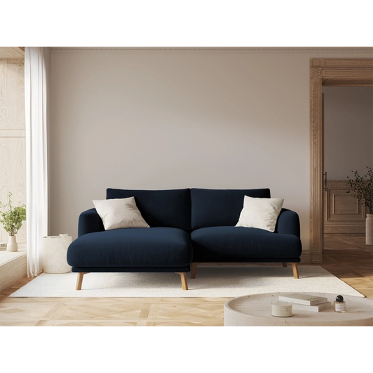 Velvet Left Corner Sofa, "Naomi", 3 Seats, 200x170x75, Royal Blue