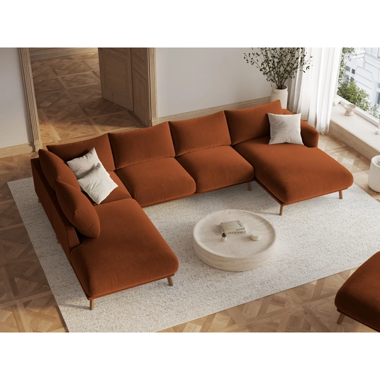 Velvet Pouf, "Naomi", 1 Seat, 100x70x41, Terracotta