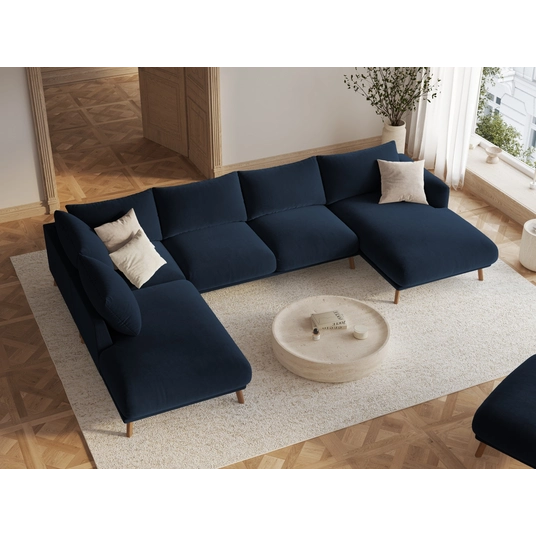 Velvet Pouf, "Naomi", 1 Seat, 100x70x41, Royal Blue