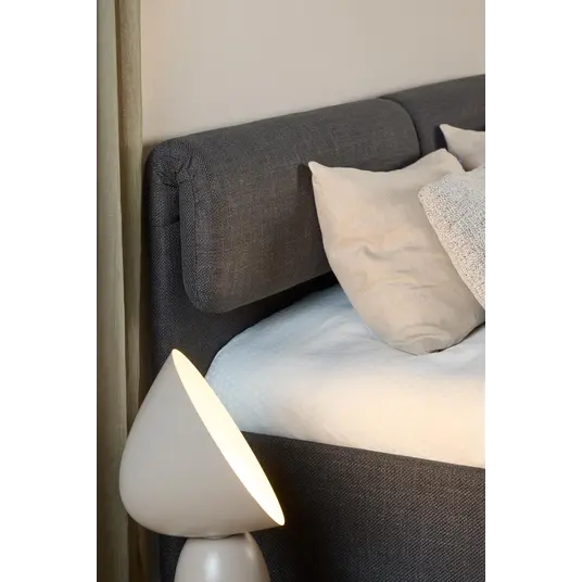 Calvi bed, Headboard dark grey Basel 19, Base steel matt black, 160x200cm