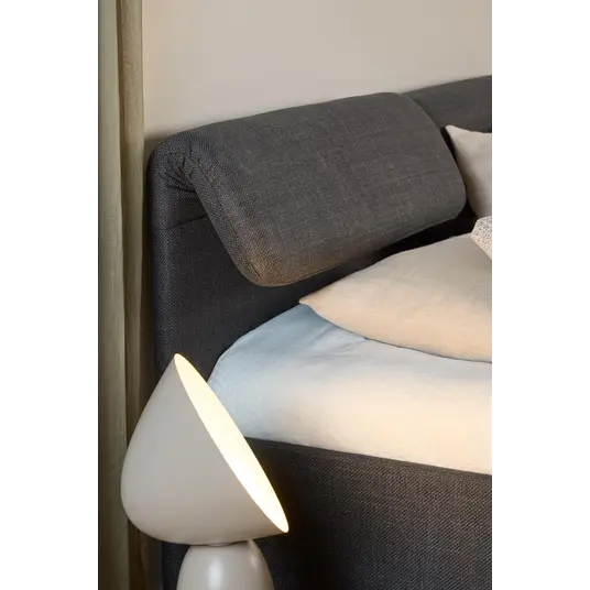 Calvi bed, Headboard dark grey Basel 19, Base steel matt black, 160x200cm