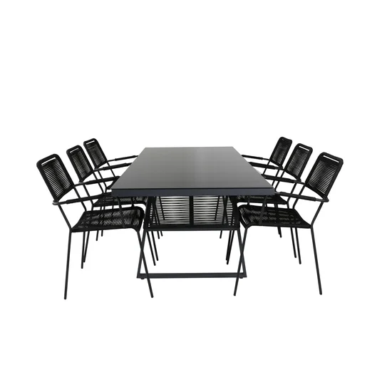 Dallas Dining Table +Lindos Armchair - Black Alu / Black Rope _6