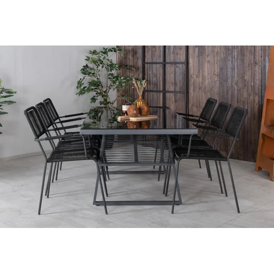 Dallas Dining Table +Lindos Armchair - Black Alu / Black Rope _6
