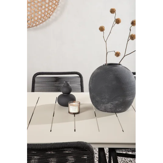Lina Dining Table - Beige - 200*90 _1+ Lindos Armchair - Black Alu / Black Rope _6