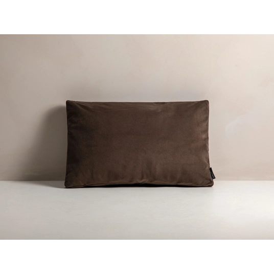 Velvet Pillow, "Stripy", 60x14x40, Brown