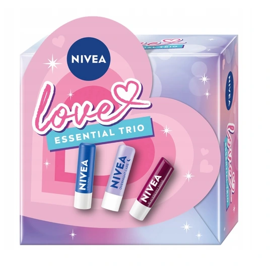NIVEA_SET Love Essential Trio pomadki do ust Original + Overnight Care + Blackberry Shine 3x4,8g