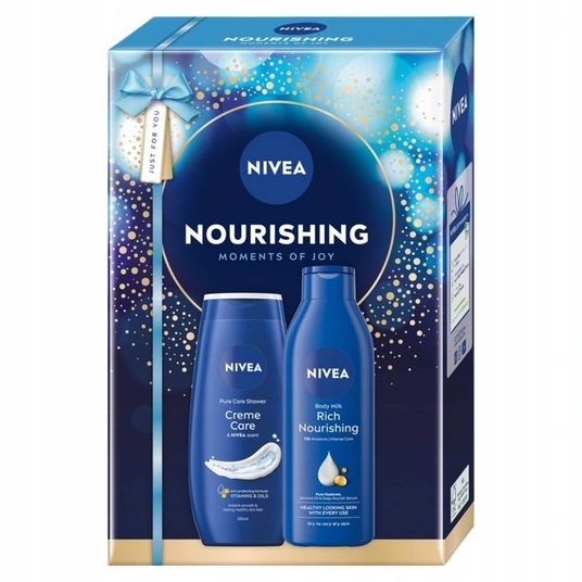 NIVEA_SET Nourishing Moments Of Joy Creme Care dušigeel 250ml + rikkalik toitev kehapiim 250ml