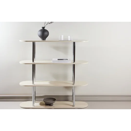 Zino Shelf 120x30x116 cm - Silver Chrome / MDF Lacquer Painting