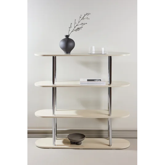 Zino Shelf 120x30x116 cm - Silver Chrome / MDF Lacquer Painting