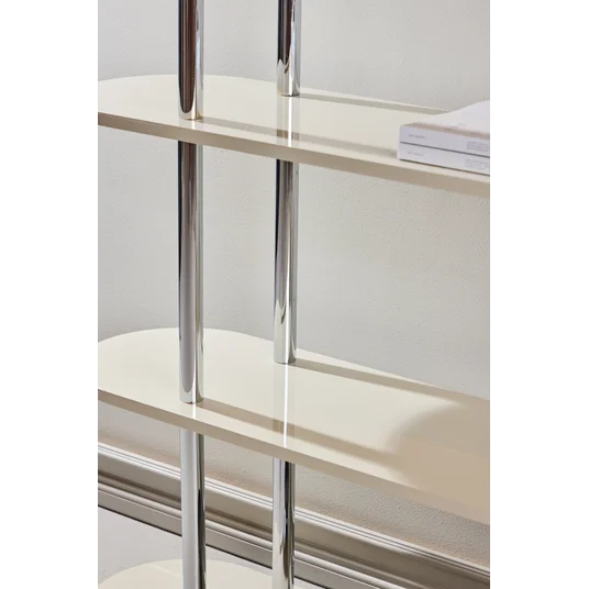 Zino Shelf 120x30x116 cm - Silver Chrome / MDF Lacquer Painting