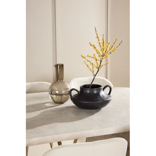 Narvik Table - Beige with 6 Lilja Chair - Beige