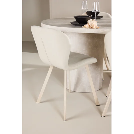 Narvik Table - Beige with 6 Lilja Chair - Beige