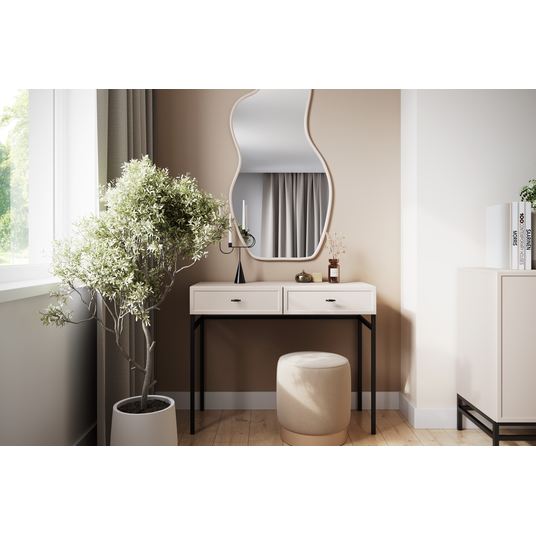 Dressing Table Lorini - Cashmere / Black Handles T-bar / Black Legs