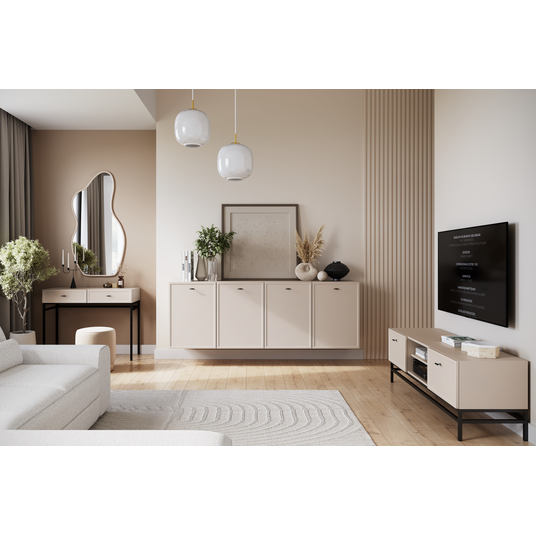 Dressing Table Lorini - Cashmere / Black Handles T-bar / Black Legs