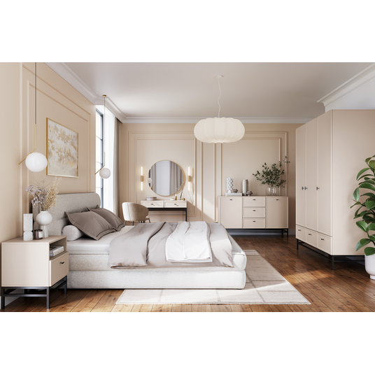 Dressing Table Lorini - Cashmere / Black Handles T-bar / Black Legs