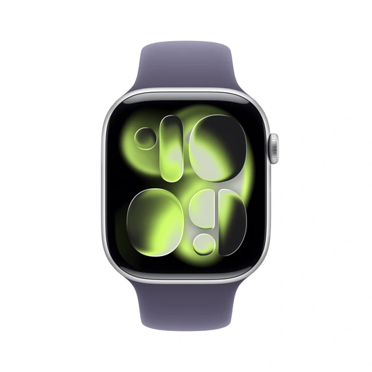 Nutikell Apple Watch Series 11 GPS + Cellular 42 mm, hõbedane alumiiniumkorpus ja lilla udune spordirihm – S/M MF8H4MP/A