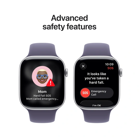 Nutikell Apple Watch Series 11 GPS + Cellular 42 mm, hõbedane alumiiniumkorpus ja lilla udune spordirihm – S/M MF8H4MP/A