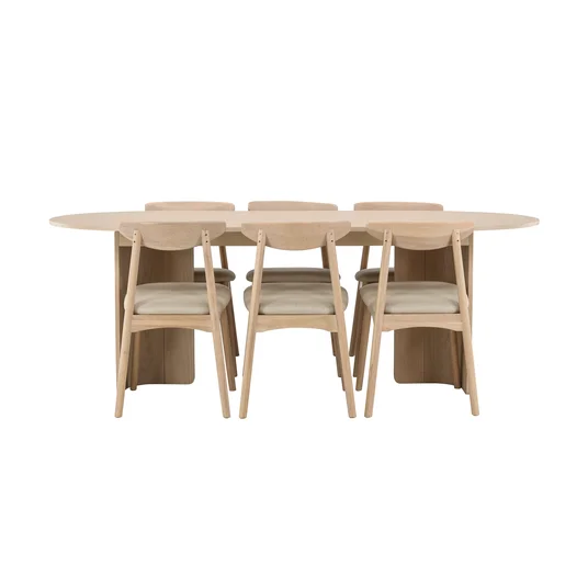 Tyresö Table 100x220 cm - Whitewash with Ven Chair - Whitewash
