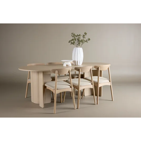 Tyresö Table 100x220 cm - Whitewash with Ven Chair - Whitewash