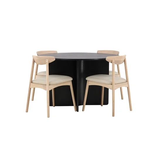 Tyresö Table ø120 - Black with Ven Chair - Whitewash