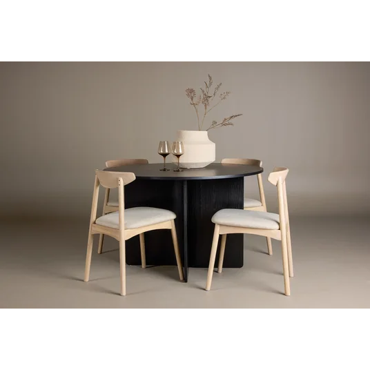 Tyresö Table ø120 - Black with Ven Chair - Whitewash
