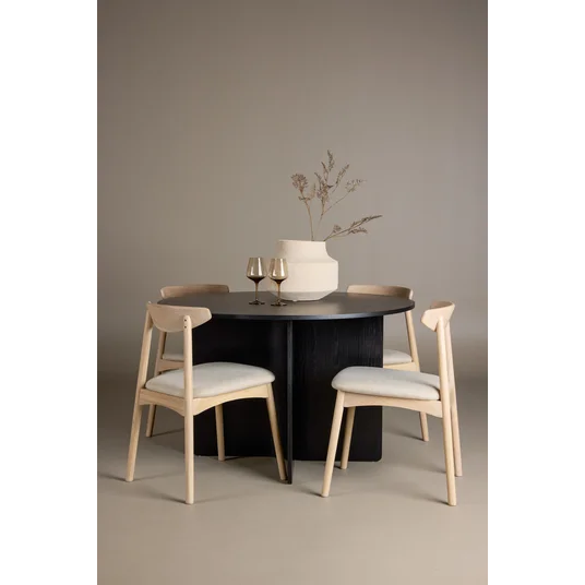 Tyresö Table ø120 - Black with Ven Chair - Whitewash