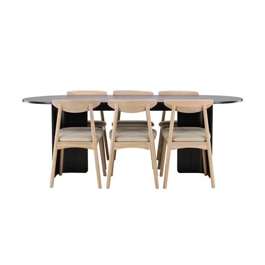 Tyresö Table 100x220 cm - Black with Ven Chair - Whitewash