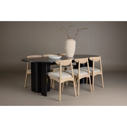 Tyresö Table 100x220 cm - Black with Ven Chair - Whitewash