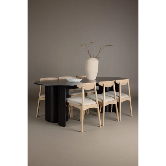 Tyresö Table 100x220 cm - Black with Ven Chair - Whitewash