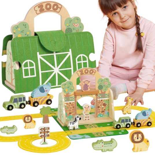 TOOKY TOY Mini Zoo kaasaskantav loomakoti komplekt