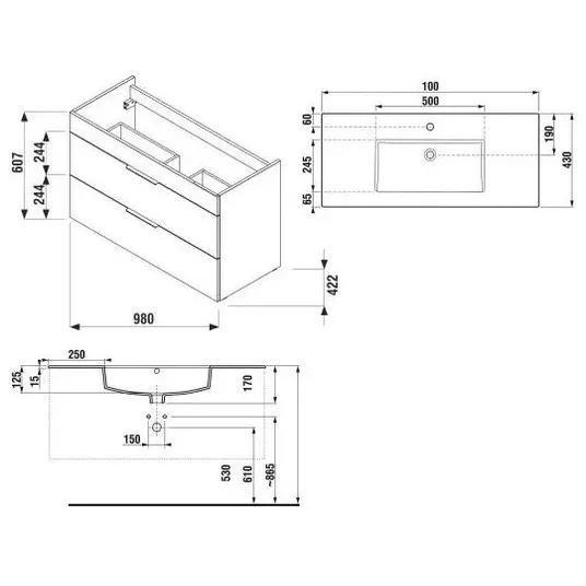Jika Cube - Kapp valamuga, 98x42x62 cm, valge H4536521763001