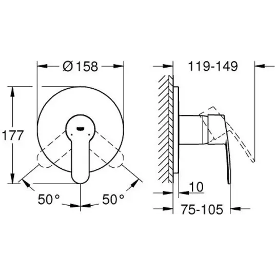 Grohe Eurostyle Cosmopolitan – dušo maišytuvas – įmontuojamas, chromuotas 24051002