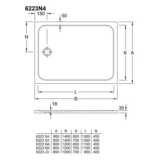 Villeroy & Boch Lifetime Plus dušo padėklas, 90x120 cm, neslystantis, Alpine White spalvos, 6223N401