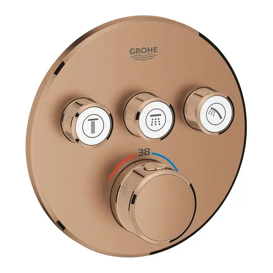 Grohe Grohtherm SmartControl – termostatinis dušo maišytuvas – įmontuojamas su 3 uždarymo vožtuvais, šiltas šlifuotas grafitas 29121DL0