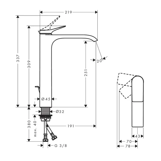 Hansgrohe Vivenis - valamusegisti tühjendusklapiga, EcoSmart, CoolStart, matt must 75044670