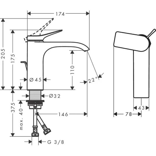 Hansgrohe Vivenis - valamusegisti tühjendusklapiga, EcoSmart, CoolStart, kroom 75023000