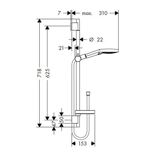 Hansgrohe Raindance Select S - dušikomplekt 120, EcoSmart 9 l/min, 3 joatoru tüüpi, kroomitud 26632000