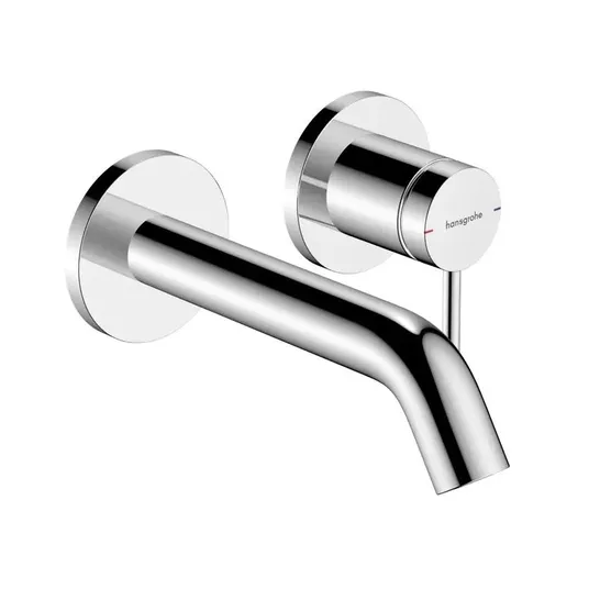 Hansgrohe Tecturis S - Seinale paigaldatav valamusegisti, koos äravoolukomplektiga, 2-auguline paigaldus, EcoSmart, kroomitud 73350000