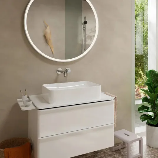 Hansgrohe Tecturis S - Seinale paigaldatav valamusegisti, koos äravoolukomplektiga, 2-auguline paigaldus, EcoSmart, kroomitud 73350000