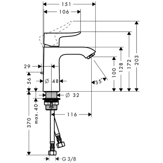 Hansgrohe Metris New - Ühe hoova segisti 110 CoolStart, koos äravoolukomplektiga, kroomitud 31121000