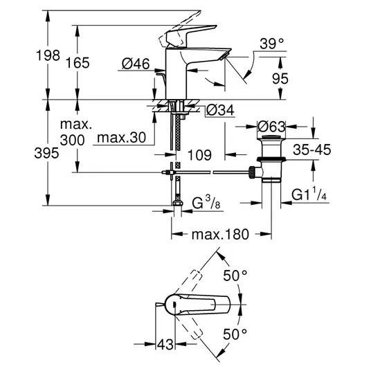 Grohe QuickFix Start - valamusegisti väljalaskega, kroomitud 24209002