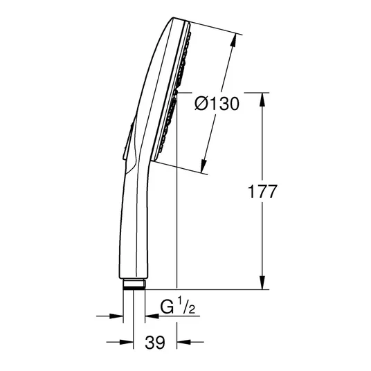 Grohe Rainshower SmartActive – rankinis dušas 130 9,5 l/min, 3 srovių tipai, chromas 26574000